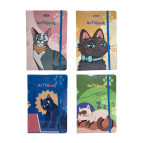 Блокнот А5 80л. Оопт с резинкой клетка 15107 Cats