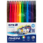Ручки капиллярные Kite Линер набор 12шт Creative 0,4мм K-1164