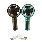 Вентилятор ручной Handheld Fan прозрачный (аккум, USB) 14см ассорти 1856/2605