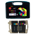 Маркер универсальный акриловый Acrylic Marker Eagle набор 12 шт круглые, кисточка 3369-12/1106-12 в пластиковом футляре
