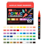 Маркер универсальный акриловый Acrylic Marker набор 60 шт 2025-60 на водной основе в пластиковом футляре