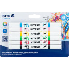 Маркер универсальный акриловый Kite Creative набор 6 шт двусторонние K-1293 на блистере