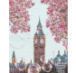Картина раскраска по  номерам на холсте - 35*45см Rosa Premium N00013437 Цветущий Биг-Бен, Лондон