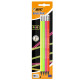 Карандаш графитный BIC Evolution Fluo HB с ластиком, 4 шт блистер 942053