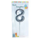 Свечка для торта серебристая Цифра-8 Party Candles 7см 031185-8с