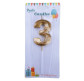 Свечка для торта золотистая Цифра-3 Party Candles 7см 031185-3з
