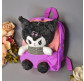 Рюкзак (ранец) школьный дошкольный маленький 25*21*6см с игрушкой Kuromi Куроми 24-2423