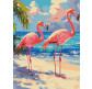 Картина раскраска по  номерам на холсте  - 30*40см Идейка КН6775 Розовые фламинго