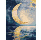 Картина раскраска по  номерам на холсте  - 30*40см Идейка КН5158 Отпечаток луны, с красками металлик