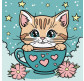Картина раскраска по  номерам на холсте - 25*25см Идейка КН6280 Чудесный котик
