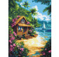 Картина раскраска по  номерам на холсте  - 30*40см Идейка КН6373 Дом в тропиках