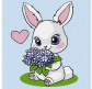Картина раскраска по  номерам на холсте  - 25*25см Идейка КН1244 Зайчик с гортензиями