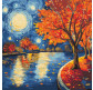 Картина раскраска по  номерам на холсте  - 40*40см Идейка КН6423 Осенняя ночь