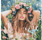 Картина раскраска по  номерам на холсте  - 40*40см Идейка КН8581 Девушка с веночком в поле