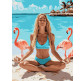 Картина раскраска по  номерам на холсте  - 30*40см Идейка КН8630 Фламинговая йога