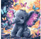 Картина раскраска по  номерам на холсте - 30*30см Идейка КН6894 Беззаботный слоник, с красками металлик
