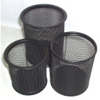 Стакан для ручок Метал Сітка №1 ЧОРНИЙ/СРІБЛО Д85мм