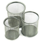 Стакан для ручок Метал Сітка №3 ЧОРНИЙ/СРІБЛО Д70мм