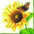 Салфетка для декупажа ! Поштучно 1/5 ! 33*33см 20360 Подсолнух и бабочка