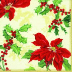Салфетка для декупажа ! Поштучно 1/5 ! 33*33см 24060 Рождественская флора