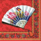 Салфетка для декупажа ! Поштучно 1/5 ! 33*33см 97710 Веер, красная