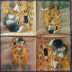 Салфетка для декупажа ! Поштучно 1/5 ! 33*33см 99310 Климт. Поцелуй, красная