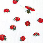 Салфетка для декупажа ! Поштучно 1/5 ! 33*33см 429790 Божьи коровки, белая