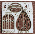 Висічка з білого картону Albinos Клітки та птахи №121 6шт. (от2*4 до 7*10,5см) АЛБ-000121
