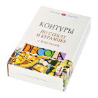 Контури для скла та кераміки ЗХК DECOLA набір 4кол. по 18мл з блискітками 350908/5341408