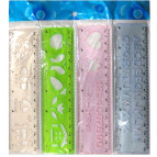 Лінійка-шаблон геометричний набір 4шт. 15см*6см +цифри+букви