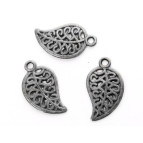 Підвіска металева, Листок з візерунком 10*18*1мм 10шт Античне срібло, Margo 98155322