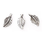 Подвеска металлическая, Листик маленький 11*7*2мм 10шт Античное серебро, Margo