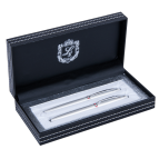 Ручки набір LANGRES "Elegance" 2шт.(Перо + Ролер) Білий, червоні стрази LS.443002-12