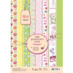 Папір для дизайну Rosa Talent набір А4, 8арк, 250г/м Вaby girl 5311096