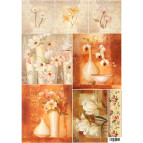 Декупажна карта 29,5*42см ЕВ-Д110 Квіти на бежевому фоні