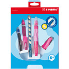 Кулькова ручка Stabilo для шульги + канц. набір рожевий 411168