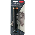 Олівці чорнографітні акварельні набір 4кол Derwent Sketching 39003