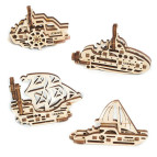Модель 3D дерев'янна сборна механічна Ugears Фіджет, Кораблі 70035