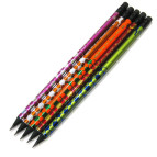 Олівець простий HongWei чорне дерево, з ластиком, з візерунком мікс HW-159