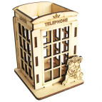 Заготовка для декорування Идейка (ДВП) підставка під ручки Телефонна будка з бульдогом 8,5*9*11,5см 3-050/2