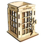 Заготовка для декорування Идейка (ДВП) підставка під ручки Телефонна будка з фонарем 8,5*9*11,5см 3-050/3