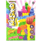 Ігровий пісок (кінетичний) DankoToys KidSand 6кол по 100гр + 4 формочки KS-04-04