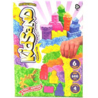 Ігровий пісок (кінетичний) DankoToys KidSand 6кол по 100гр + 4 формочки KS-04-09
