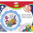 Набір для творчості D&M вишивка хрестиком Квіти і птиці в блакитний рамці 57898