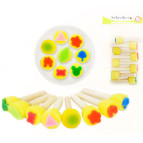 Набір для творчості Schreiber спонжі 8шт дерев'яні ручки S-1728