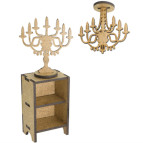 Заготовка для декорування Фабрика Декору (ДВП 3мм) для оформлення шедоубоксу, №52 Тумбочка + підсвічник FDSBK-52