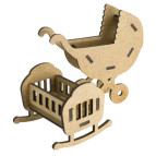 Заготовка для декорування Фабрика Декору (ДВП 3мм) для оформлення шедоубоксу, №57 Люлька + коляска FDSBK-57