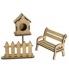 Заготовка для декорування Фабрика Декору (ДВП 3мм) для оформлення шедоубоксу, №61 Лавка + шпаківня FDSBK-61