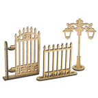 Заготовка для декорування Фабрика Декору (ДВП 3мм) для оформлення шедоубоксу, №62 Садова хвіртка + паркан FDSBK-62