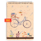 Блокнот спіраль А5 70арк KIRIsketch картон 2мм, Велосипед 770518-*